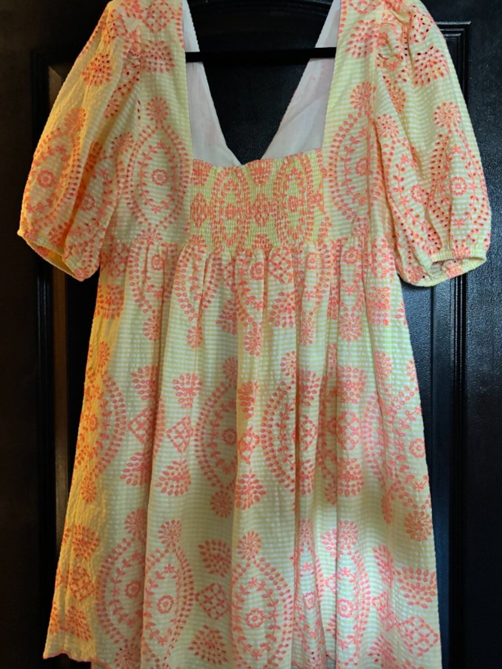 Lilly Pulitzer Sarafina Eyelet Babydoll Dress in Calla Yellow Gingham EXCELLENT - Picture 6 of 6